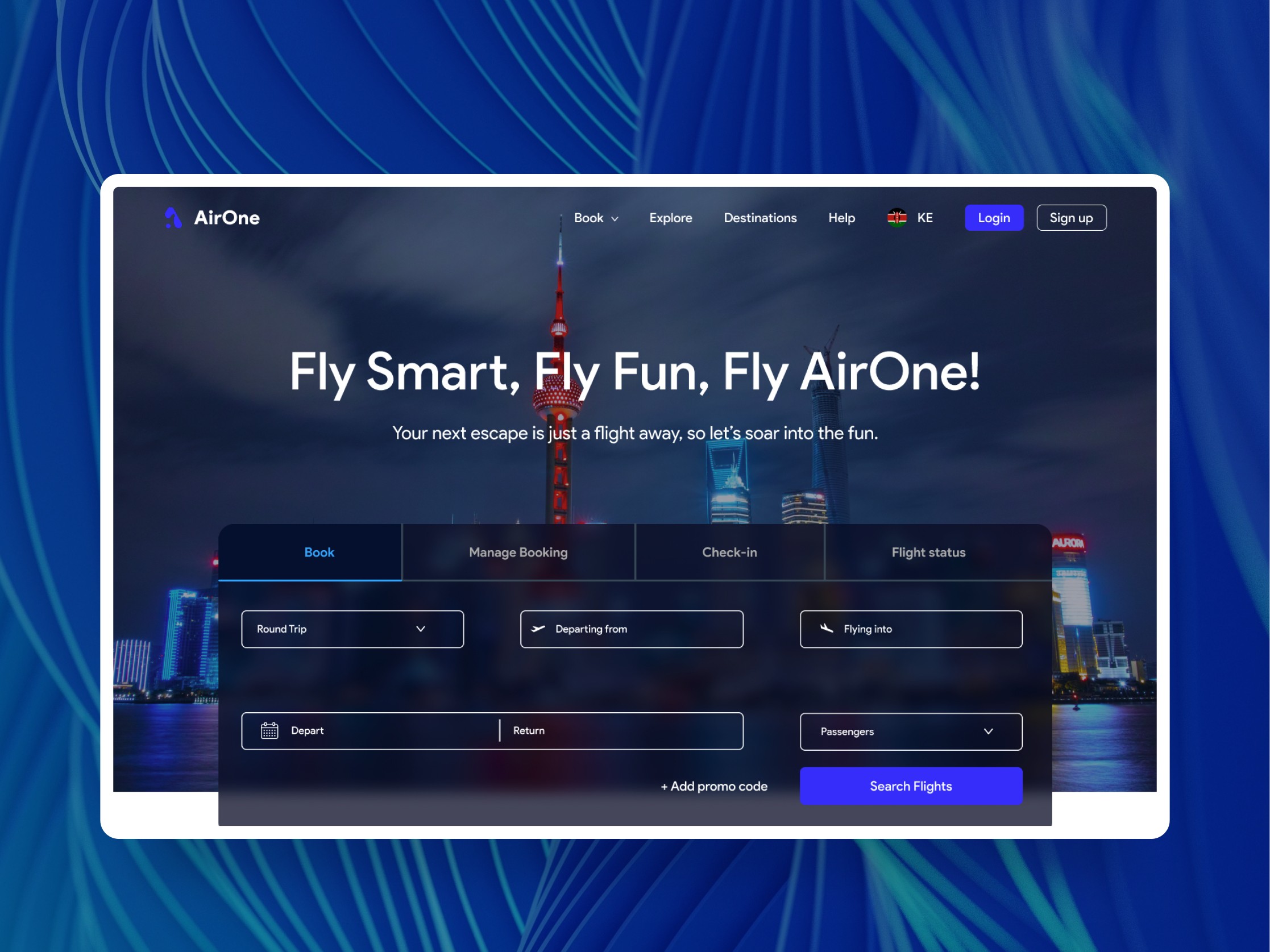 AirOne Flight Booking Hero Presentation